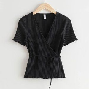 & Other Stories Ribbed Wrap Top